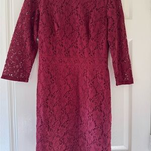 Merona Burgundy Lace 3/4 Long Sleeve Dress